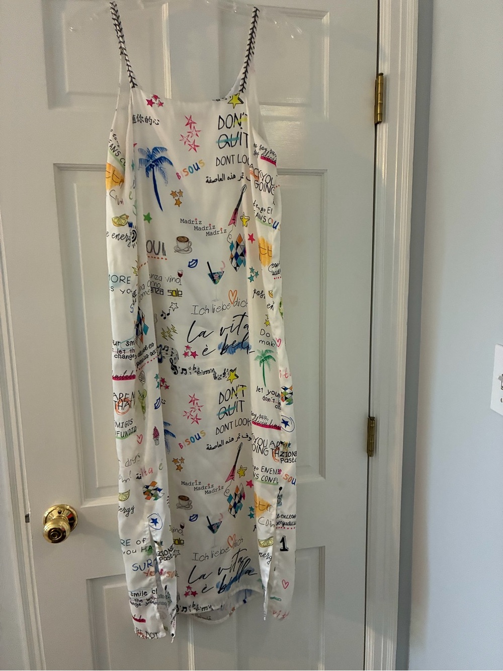 Vilagallo Gina White Multi-Color Graphic Sundress